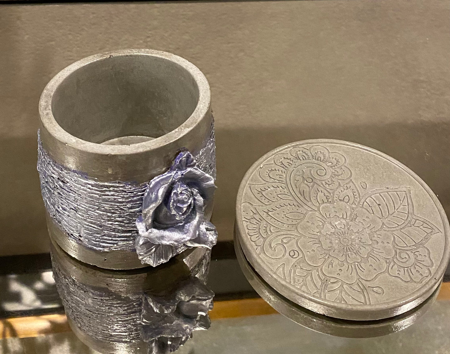 Decorative Jar with Coaster 2.5”Wx 3”H