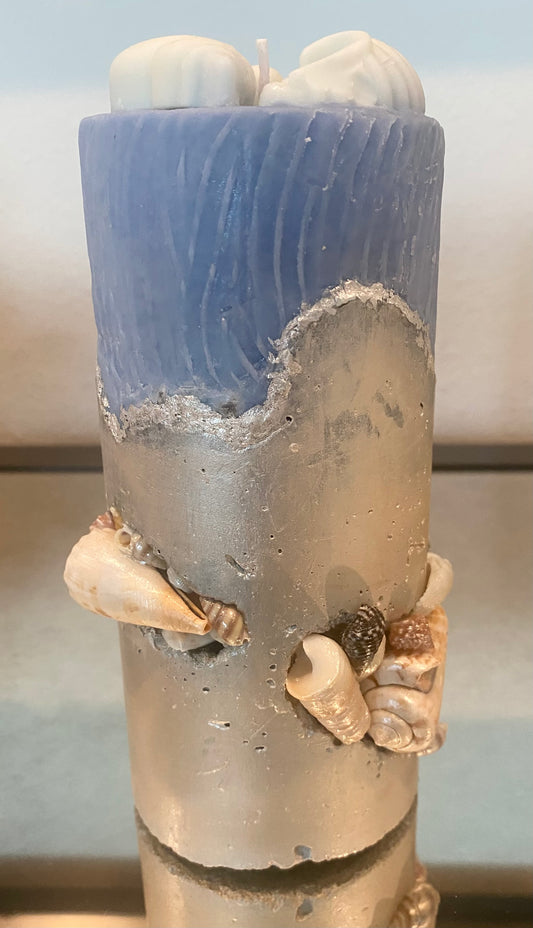 Beach Inspired Cement Art Candle